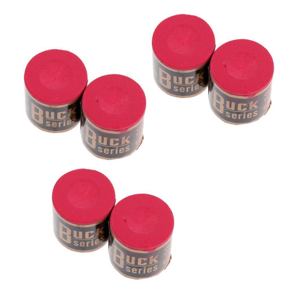 Premium 6 Pieces/Set Snooker Pool Cue Tip Chalk Billiard Accessories Red