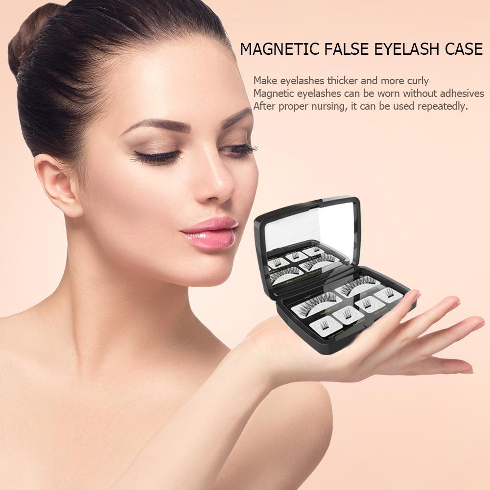 Eyelashes Makeup Set 6pcs Magnetic Lashes Reusable with Mirror Tweezer
