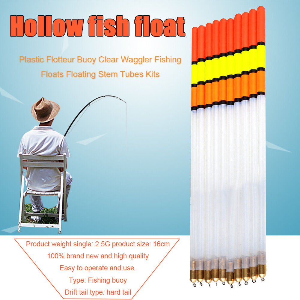 10x Fishing Float Transparent Pipe Drift Carp Feeder Floats Fishing Tackle