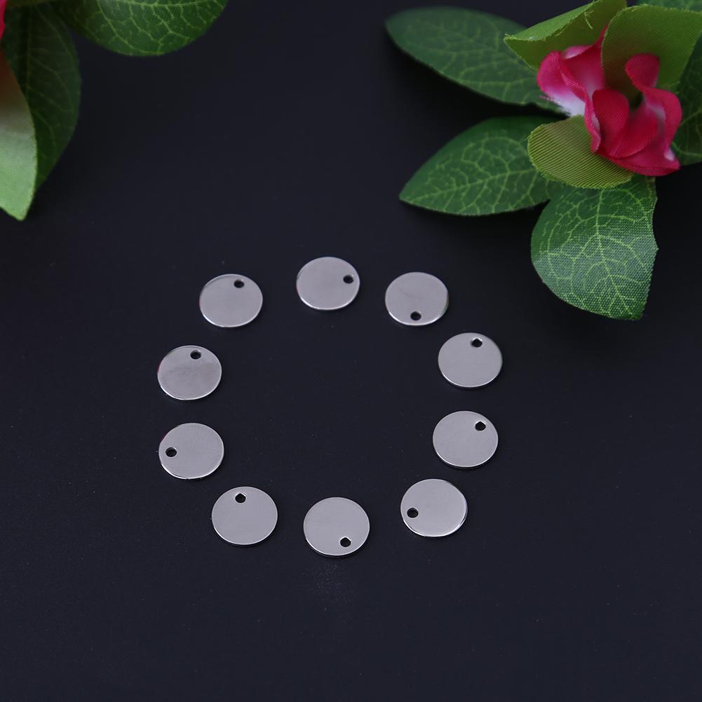 100pcs Round Tags Stainless Steel Stamping Blanks Charm Pendant DIY Jewelry