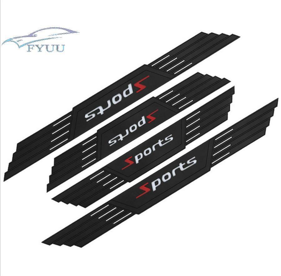 4pcs Car Waterproof Sport Style Bumper Corner Protector Door Sill Cover Black