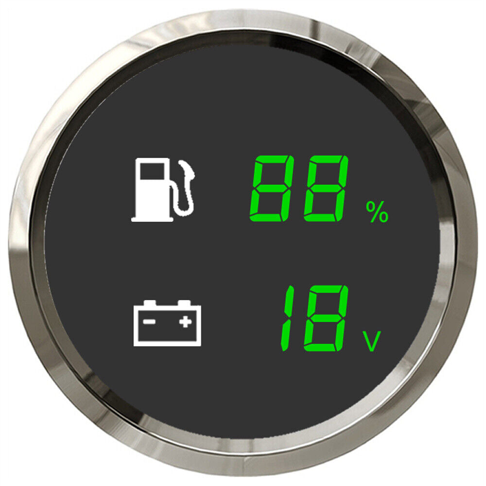 Car Boat Digital LED Meter Voltage + Fuel Level 0-190ohm & 240-30? Waterproof