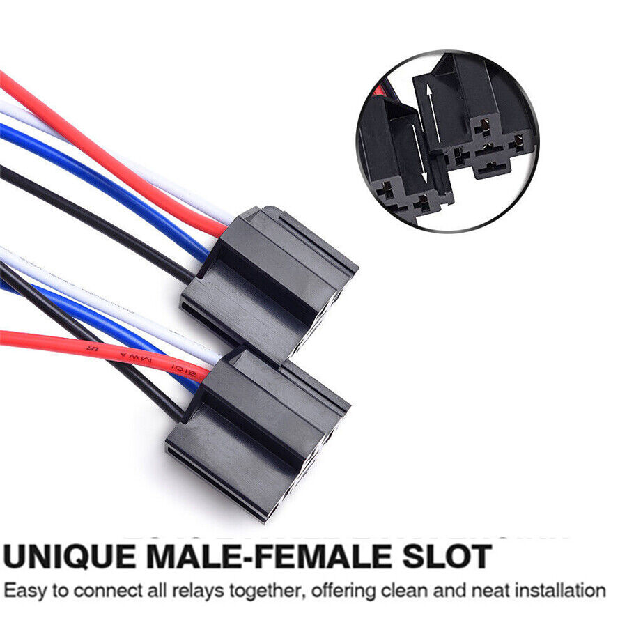 Car Relay Switch Harness Waterproof 6x 4Pin 12V 14AWG Wires 30AMP Fuse Holder