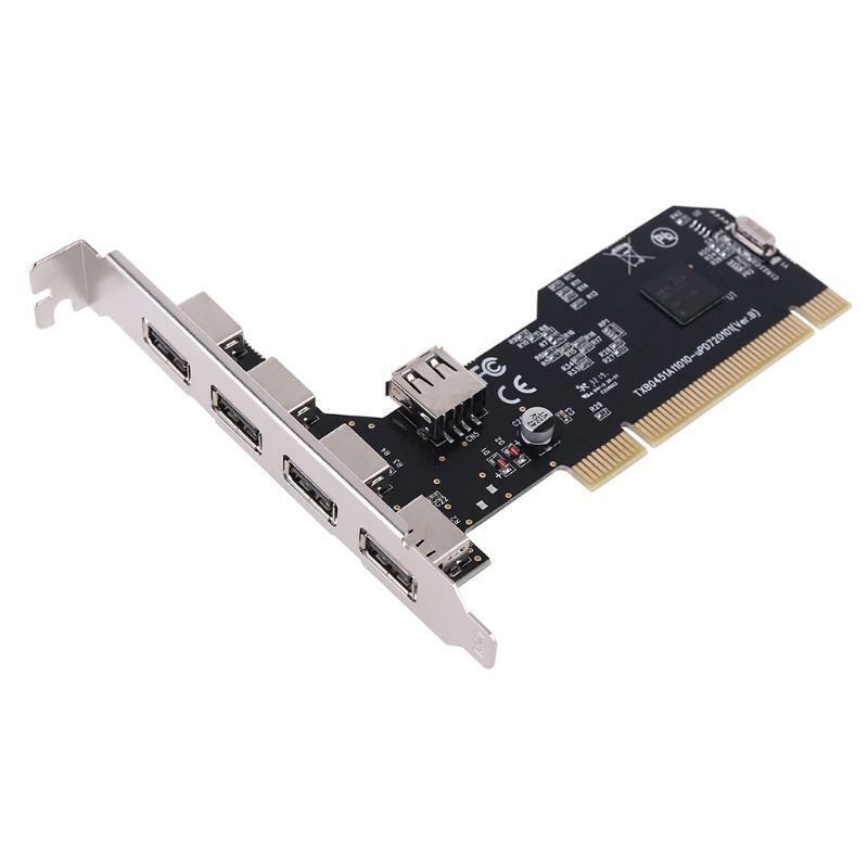 5 Port USB2.0 PCI Hub Controller Expansion Card 480Mbps Desktop Converter Driver