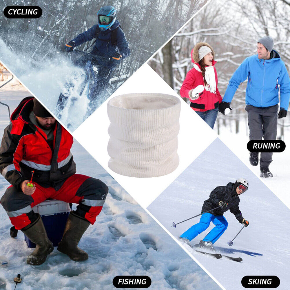 Winter Warm Double-Layer Scarf Neck Cover Solid Color for Women Men (White)