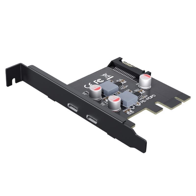 PCIE To Type-C 2 Port Expansion Card PCIE Riser Fast Charging PD 20W Type C Card