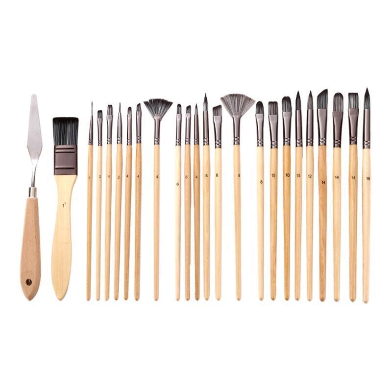 24Pcs Artist Paint Brush with Roll-up Bag Portable Art Set for Beginner Painting