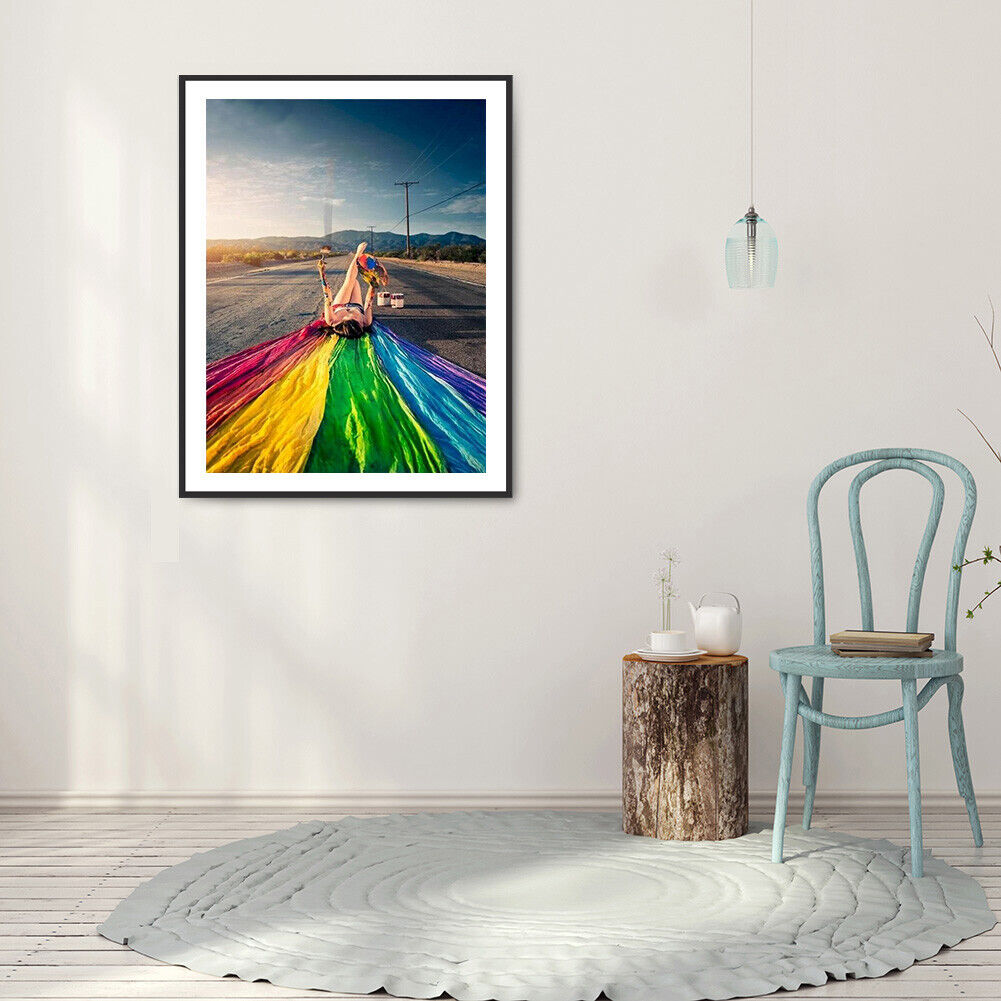5D DIY Diamond Painting Rainbow Road Full Round Drill Home Living Room Art