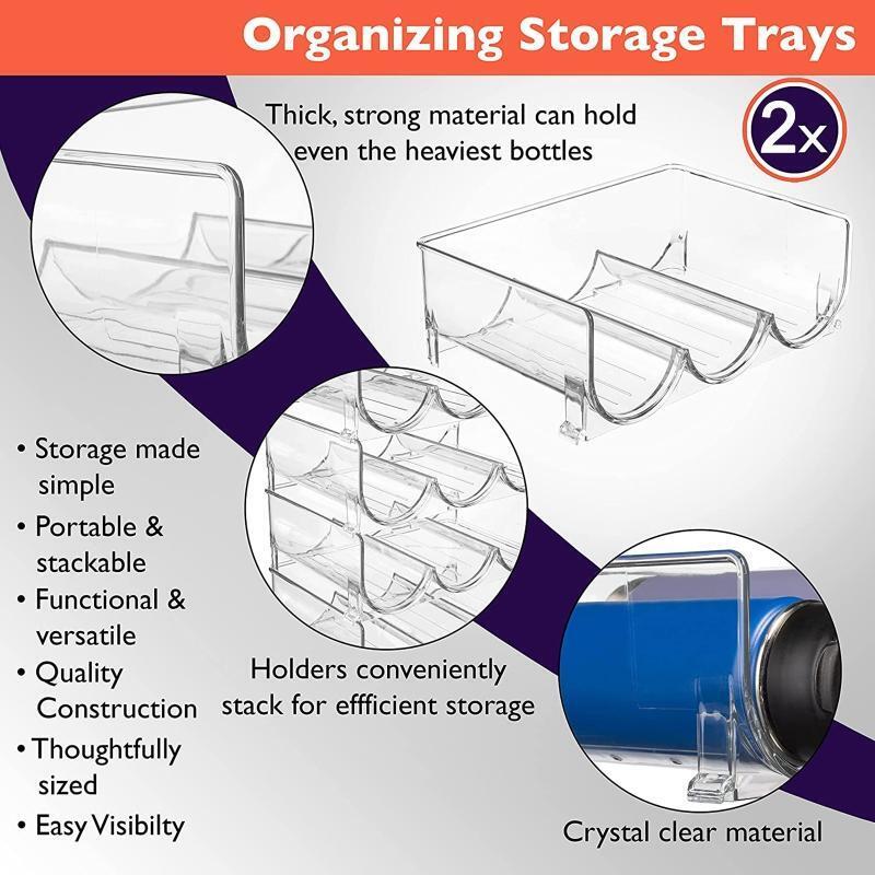 Plastic Clear Wine Bottle Holder 2 Pcs Display Storage Stand Stackable Vertical
