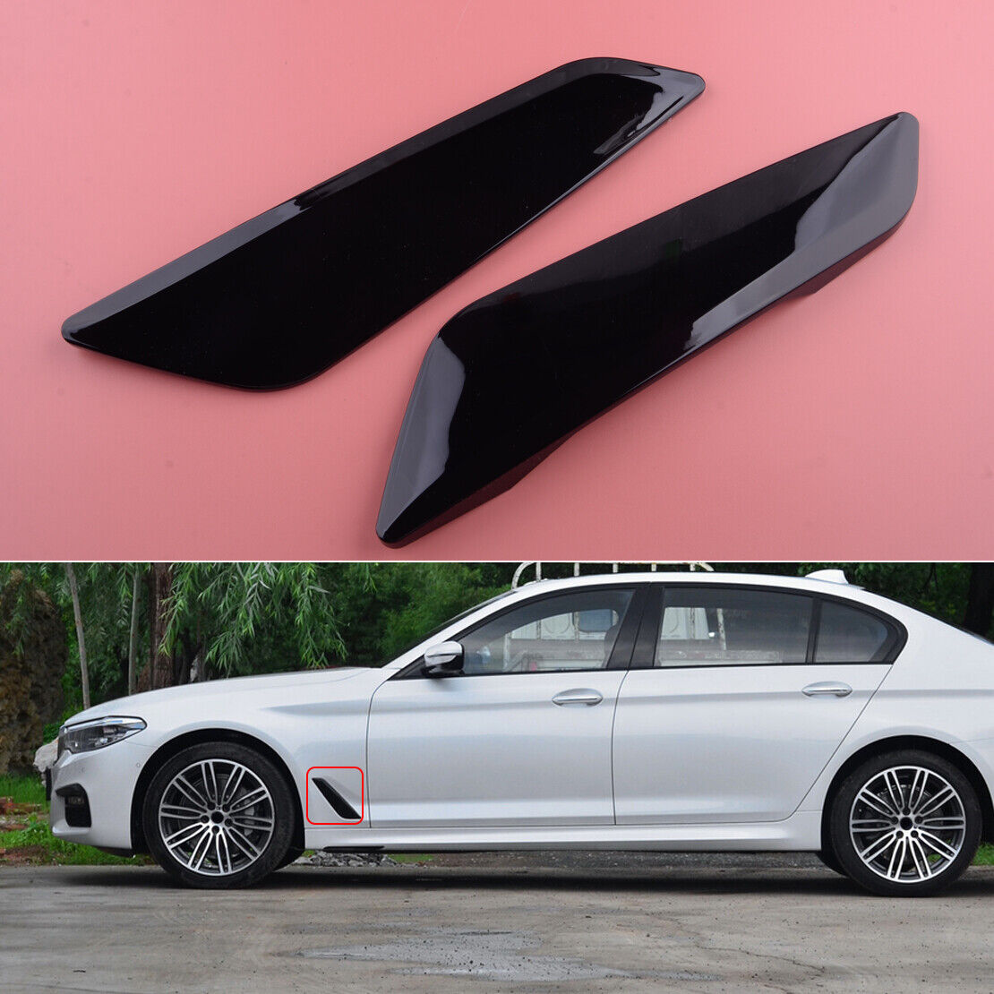 2pcs Side Fender Air Vent Cover Trim Decor Left & Right Fit For BMW 5 Series G30