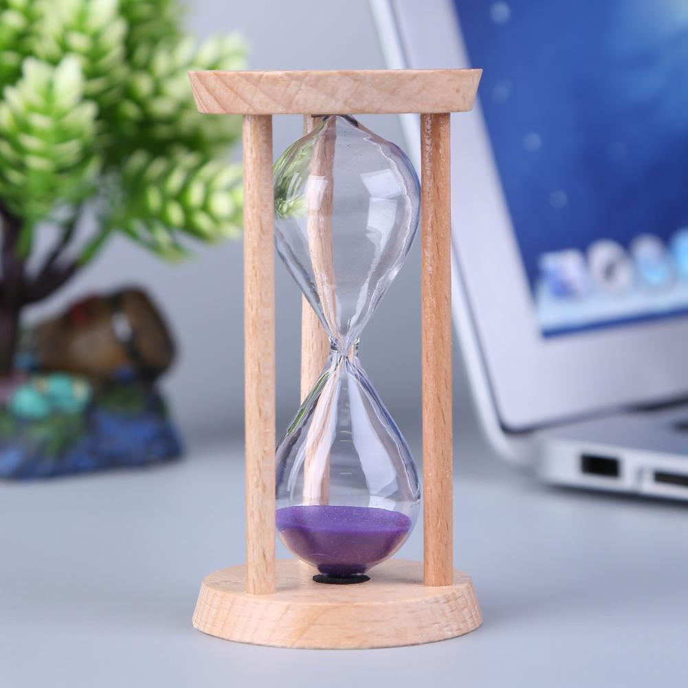 Wooden Sand Clock 3 Minutes Hourglass Sandglass Toothbrush Timer(Purple)