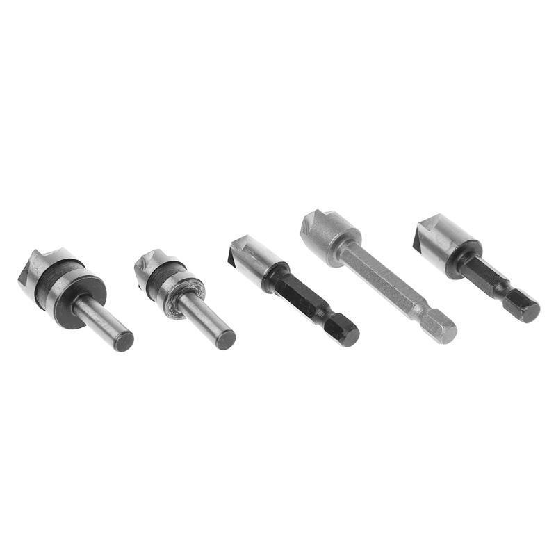 5Pcs 82 Degree Chamfer Angle HSS 5 Flute Countersink Drill Bit Set Tools
