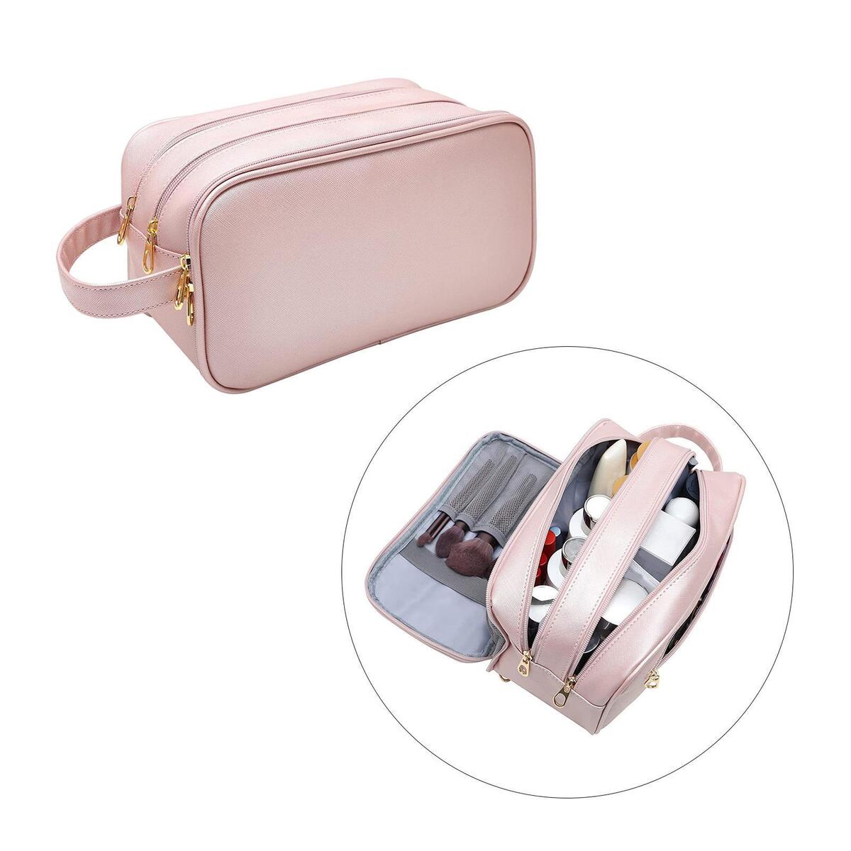 PU Leather Toiletry Bag Dorm Room Essentials 3 Zippered Pouch Vacation Gym