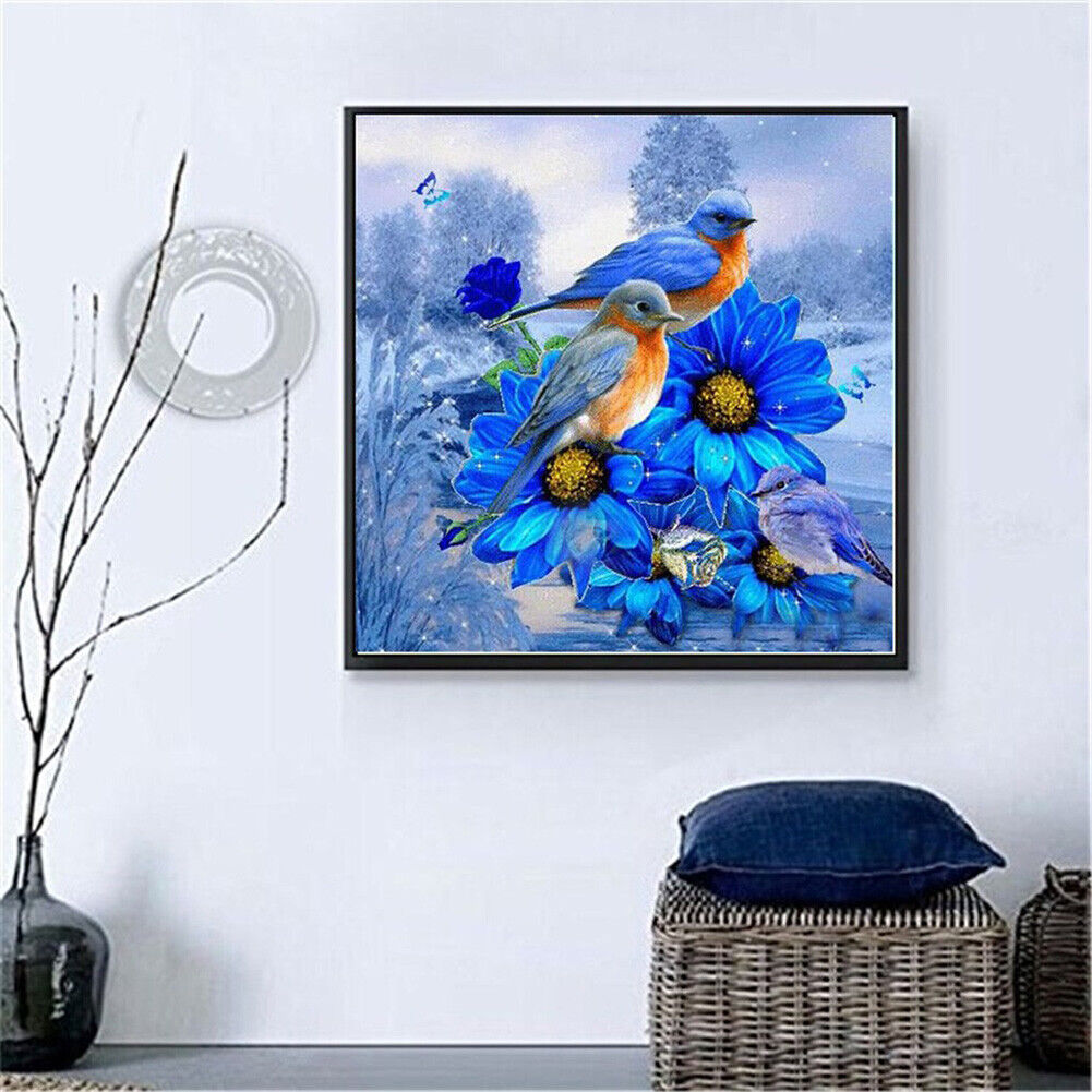 5D Blue Bird Diamond Painting Cross Stitch Mosaic Picture Needlework Decor