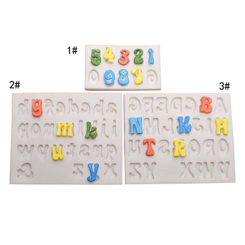Set of 3 Chocolate Molds English Alphabet Number Shape Silicone Jelly Cake Molds
