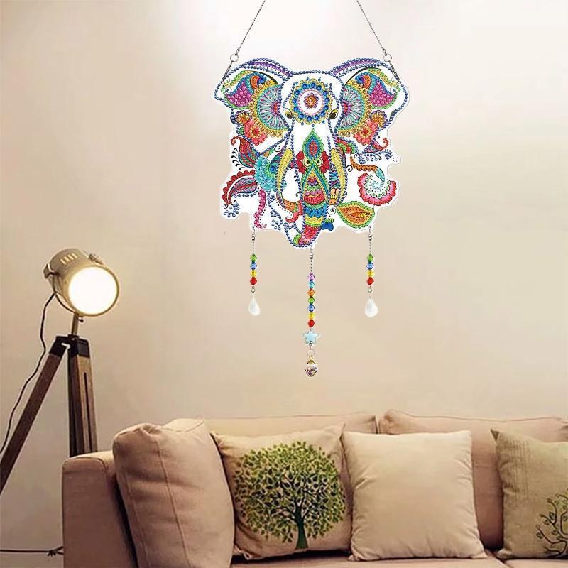 DIY Elephant Diamond Painting Kit Hanging Sign Bedroom Office Wall Window Decor
