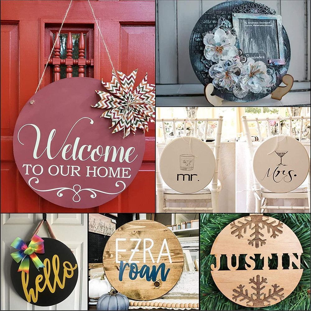 Scrapbooking Wedding Decor Wood Circles Ornament Round Wood Pieces Blank Plaque