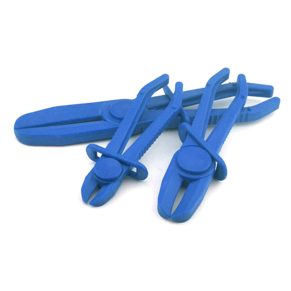 3pcs Fuel Water Line Hose Clamps Pinch Off Pliers Free Hands Tools (Blue)