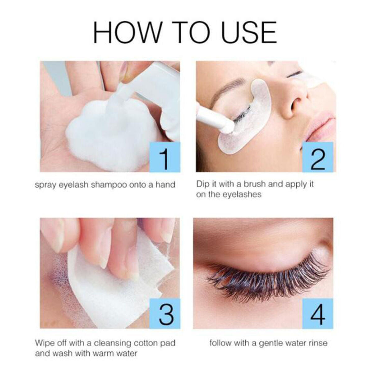 Eyelash Extension Shampoo Lash Foaming Cleanser with Brush for Mascara