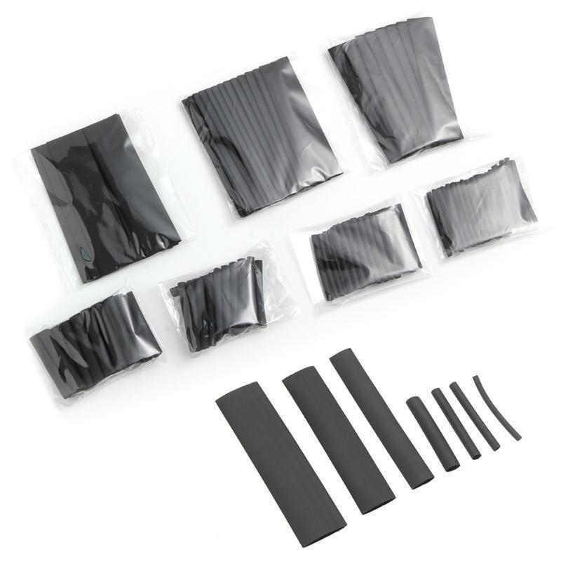 127xBlack Heat Shrink Tube Wire Wrap Cable Sleeve Assortment Kit Insulation Tube