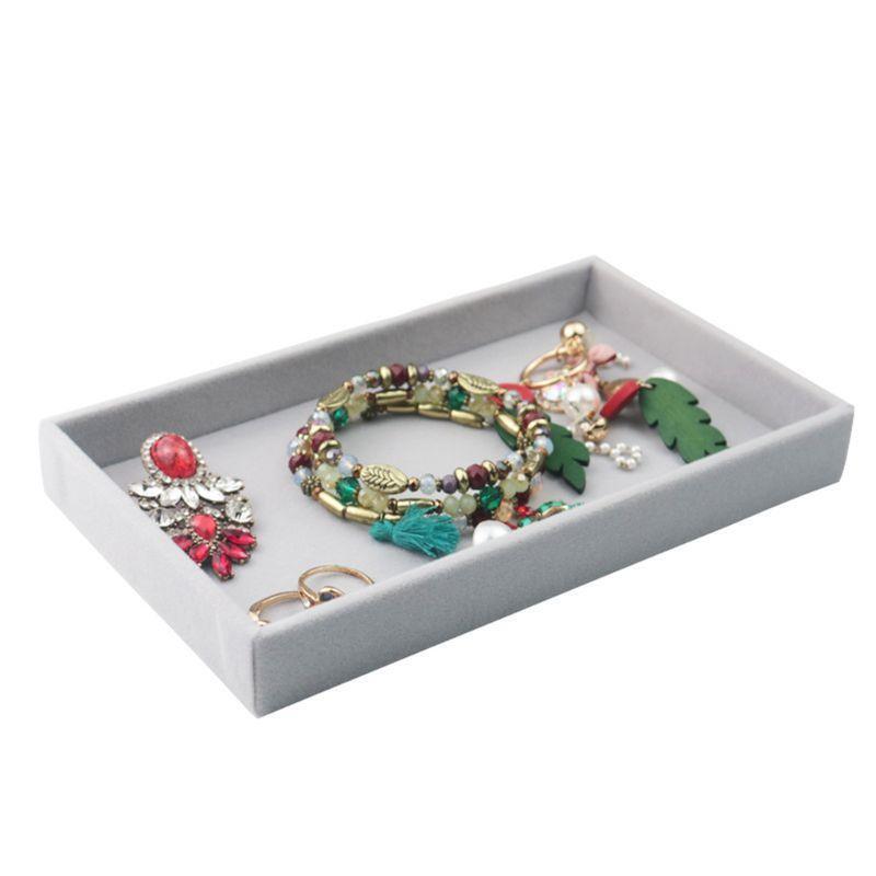Stackable Velvet Jewelry Trays Organizer,Earring Necklace Bracelet Ring Organize