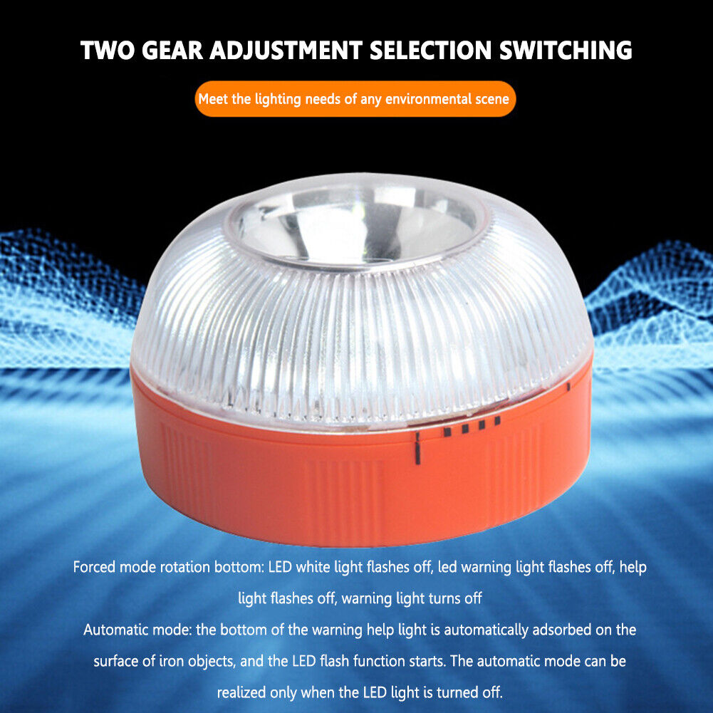 V16 LED Strobe Car Beacon Light Rechargeable Bike Magnetic Induction Lamp