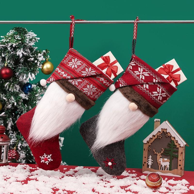 Christmas Gnome Stockings 2pcs/set Hanging Pendant Xmas New Year Festival Party