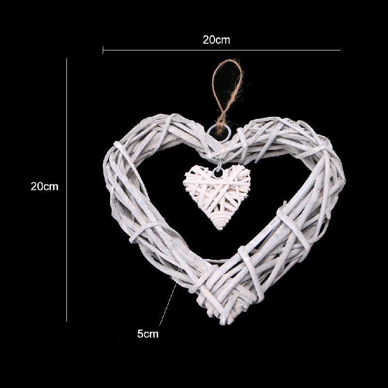 Heart Wicker Wreath Home Wall Hanging Wedding Birthday Party Ornament Decor