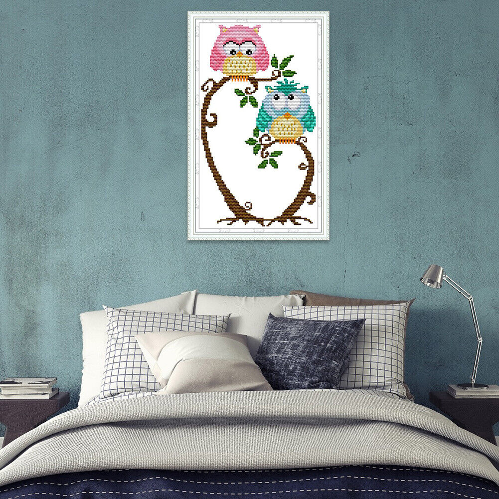 Night Bird 14CT Stamped Fabric Cross Stitch DIY Embroidery Kit (DA449)