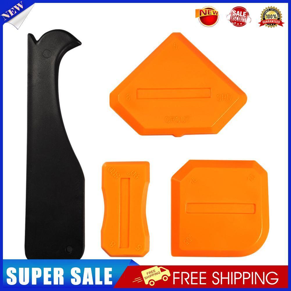 4pcs Smoothing Spatula Sealant Remover Caulking Scraper Grout Kit (Orange)
