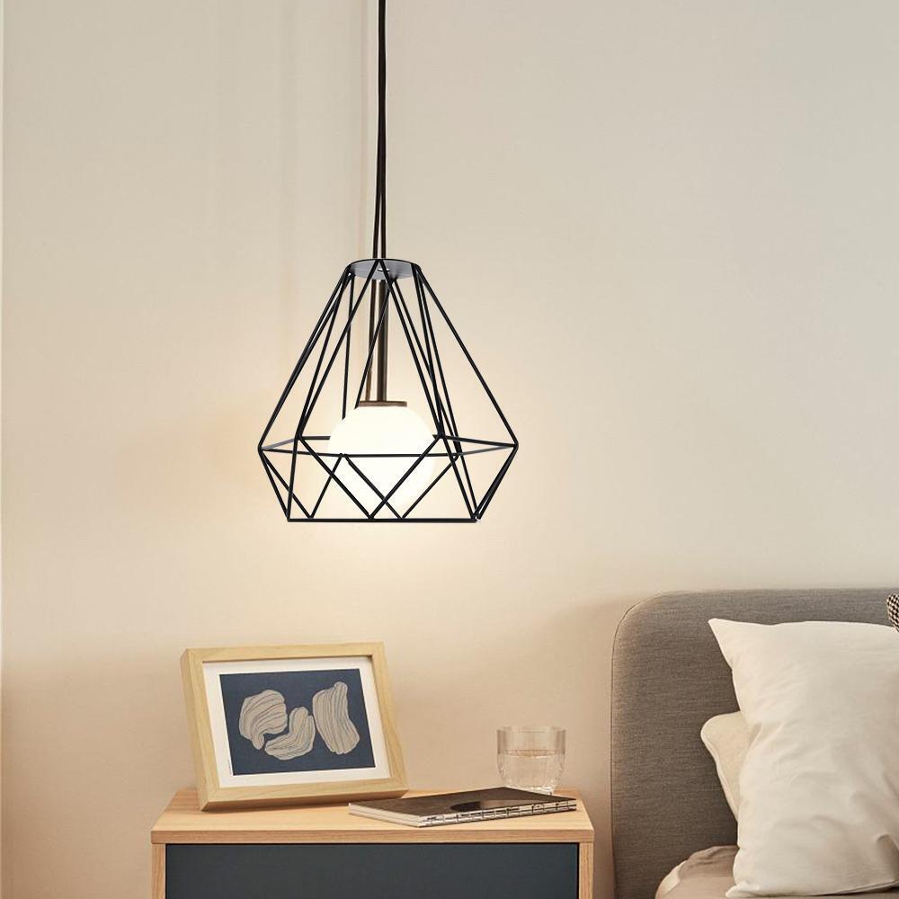 Metal Pendant Lamp Shade Geometric Ceiling Plate Light Holder Hanging Lamp Cage