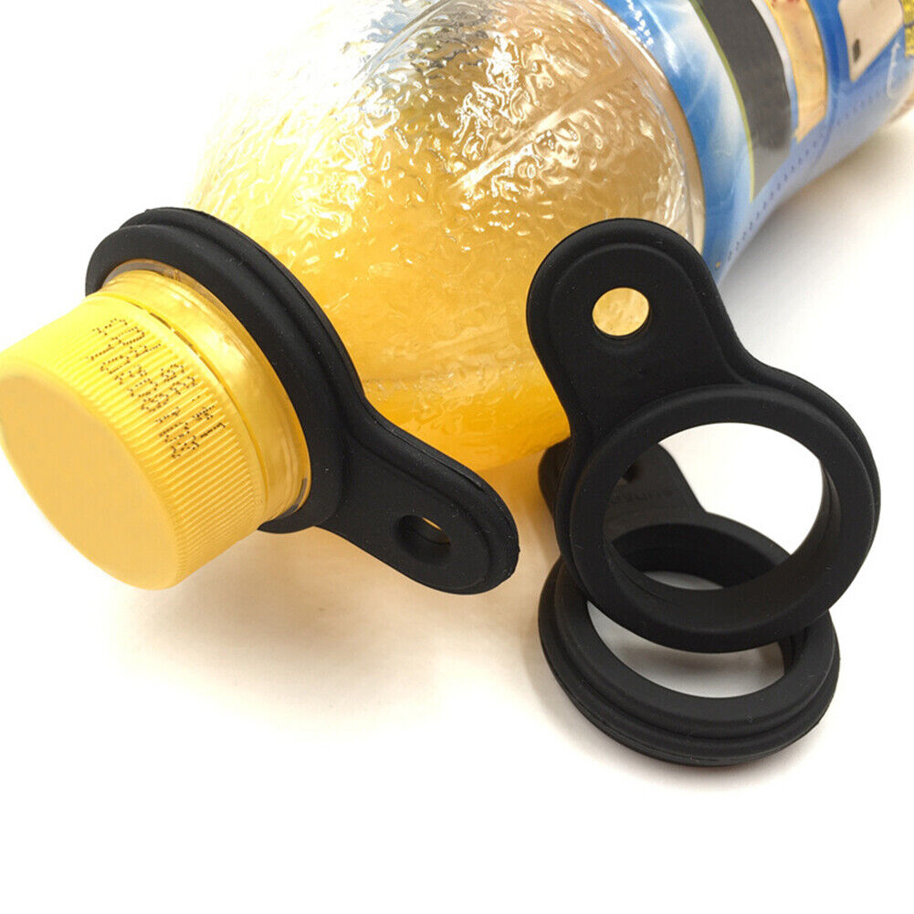 Silicone Kettle Buckle Outdoor Camp Water Bottle Holder Carabiner (Black)