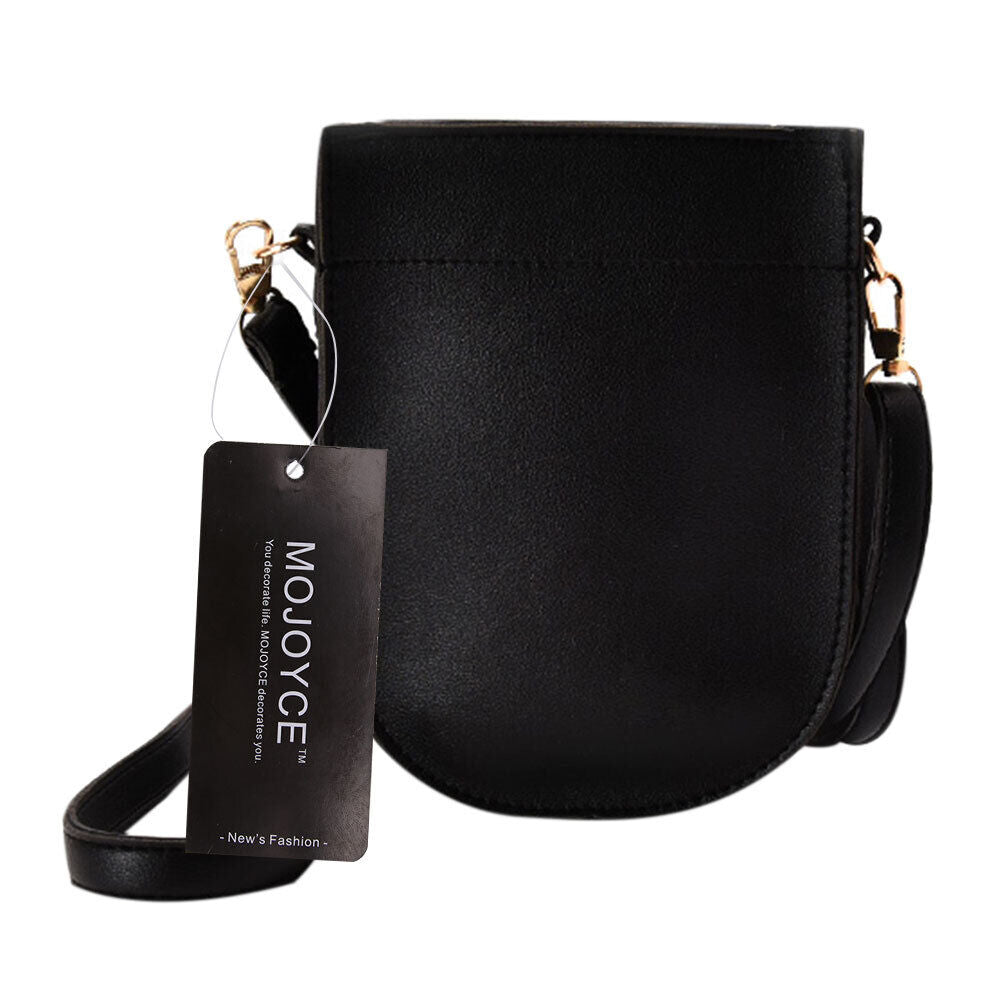 Creative Women PU Leather Mini Phone Bag Shoulder Crossbody Bag(Black)