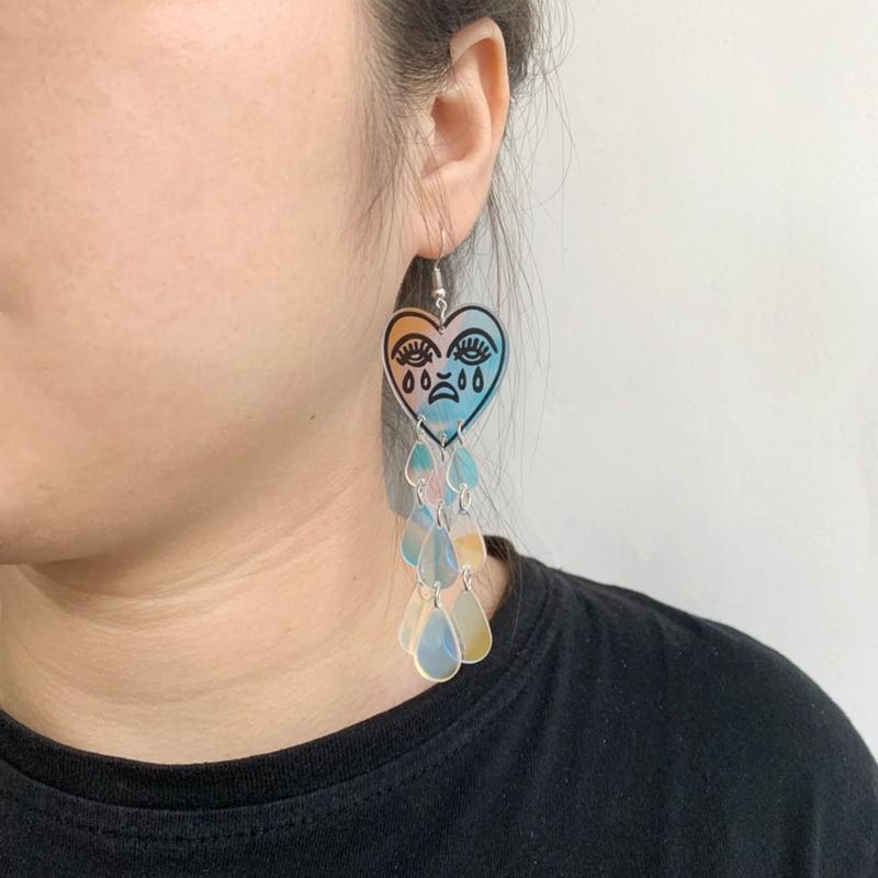 Personalized Teardrop Tassel Earring Valentines Day Exaggerated Dangle Earring