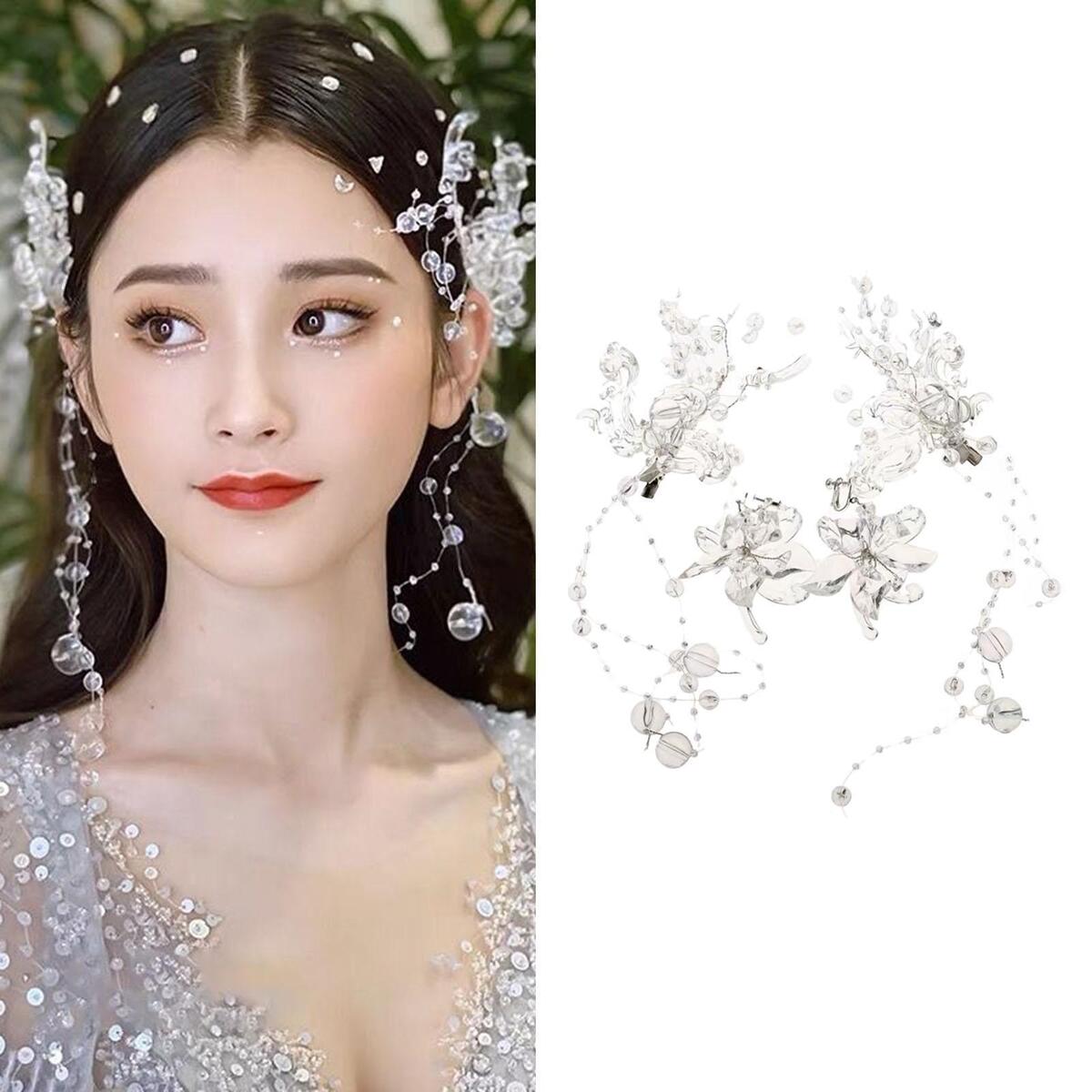 Fashion Crystal Headwear for Bride Bridesmaids Hair Jewelry Hair Pins Earring