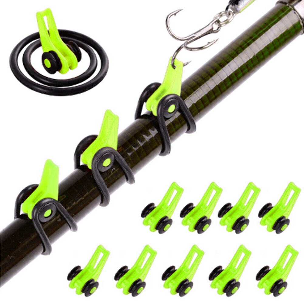 10pcs Fishing Hook Keeper for Fishing Rod Pole Lures Safety Holders (Green)