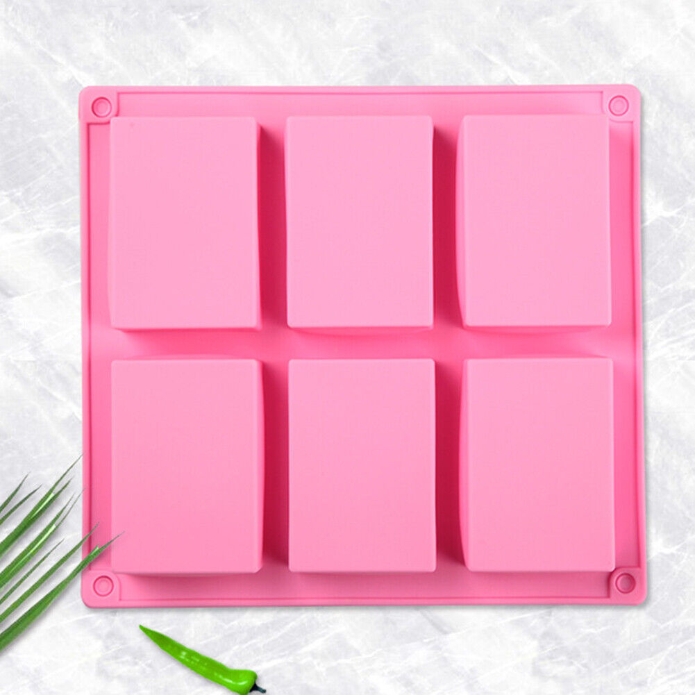 6 Grids Long Silicone Handmade Soap Mold Rectangle DIY Craft Cake Molds