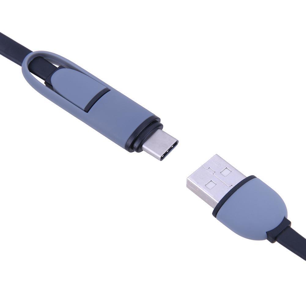 2 in 1 Micro USB+Type-C Sync Data and Charging Cable for Android (Black)