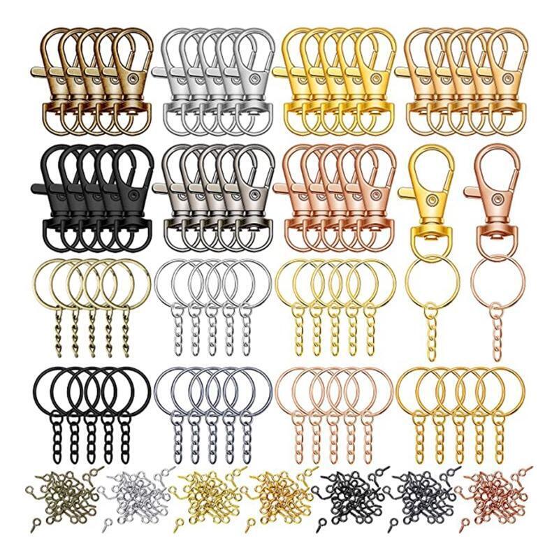 350x/set Split Key Chain Ring Part with Lobster Clasps for Craft DIY 7 Colors
