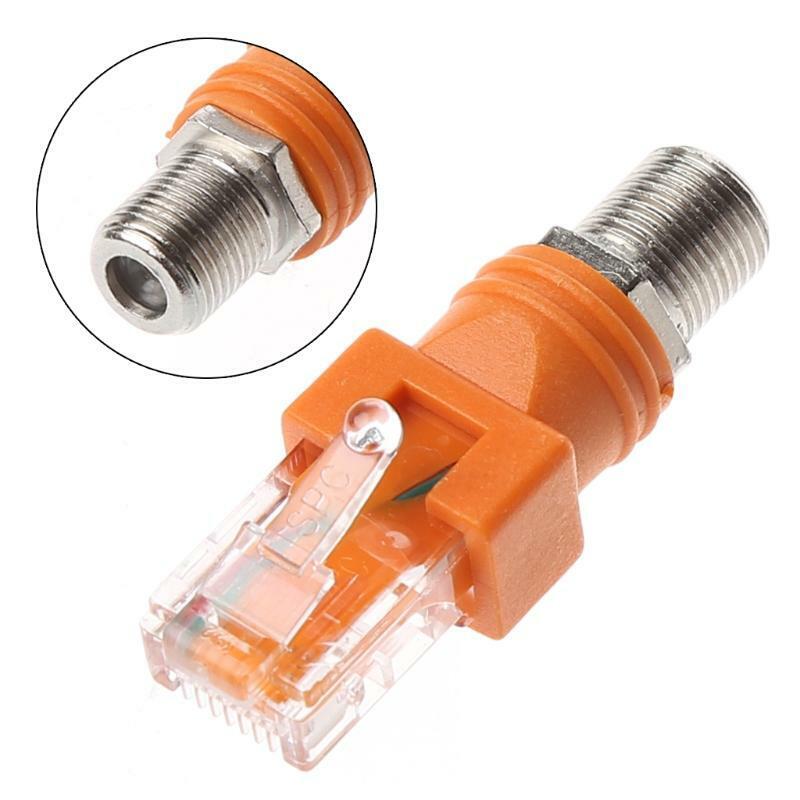F Female to RJ45 Male Coaxial Barrel Coupler Adapter RJ45 to RF Connector Coax