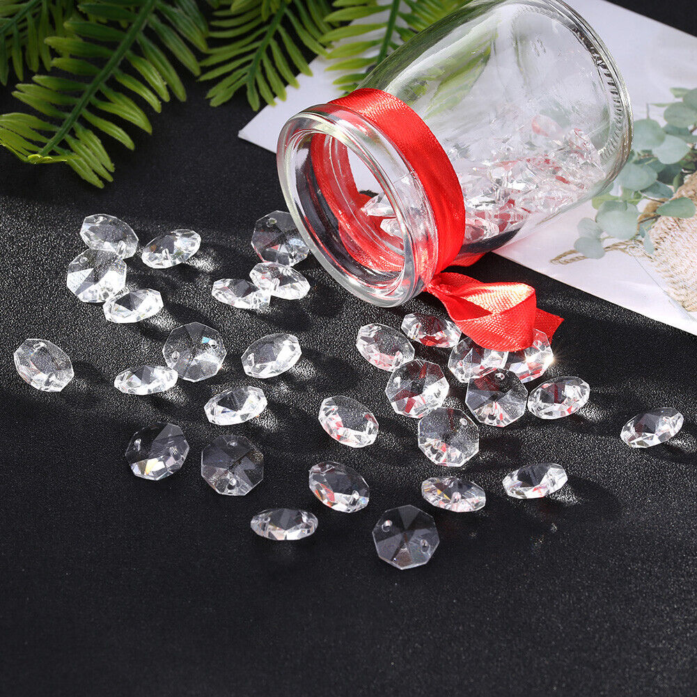 14mm Crystal Glass Diamond Octagonal Beads Home Ornaments (Transparent)