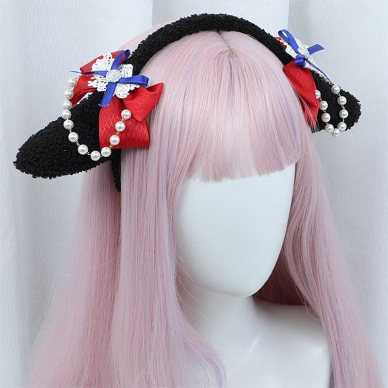 Women Animals Sheep Ears Head Hoop Make Up Ornaments Festival Party Hair Decors