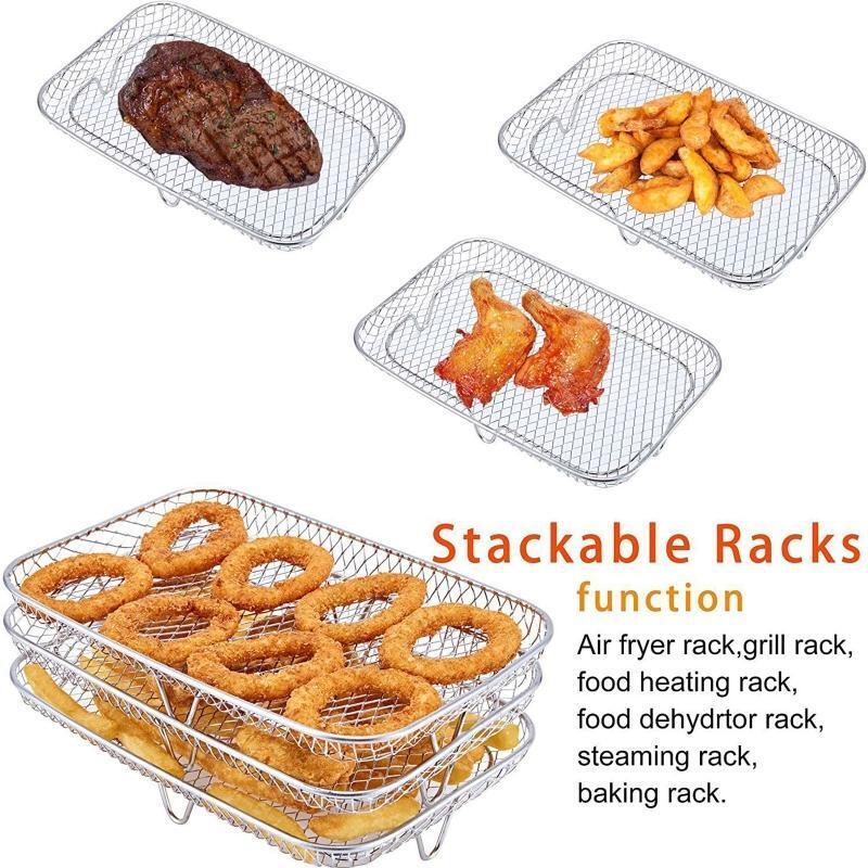 Stainless Steel Air Fryer Rack Versatile Grilling Holder 3 Layer Stand Outdoor