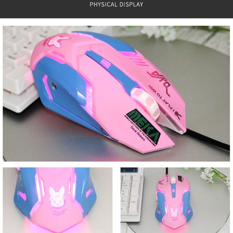 Pink 3200DPI Wired Ergonomic Optical USB Computer Mouse for PC Laptop Notebook