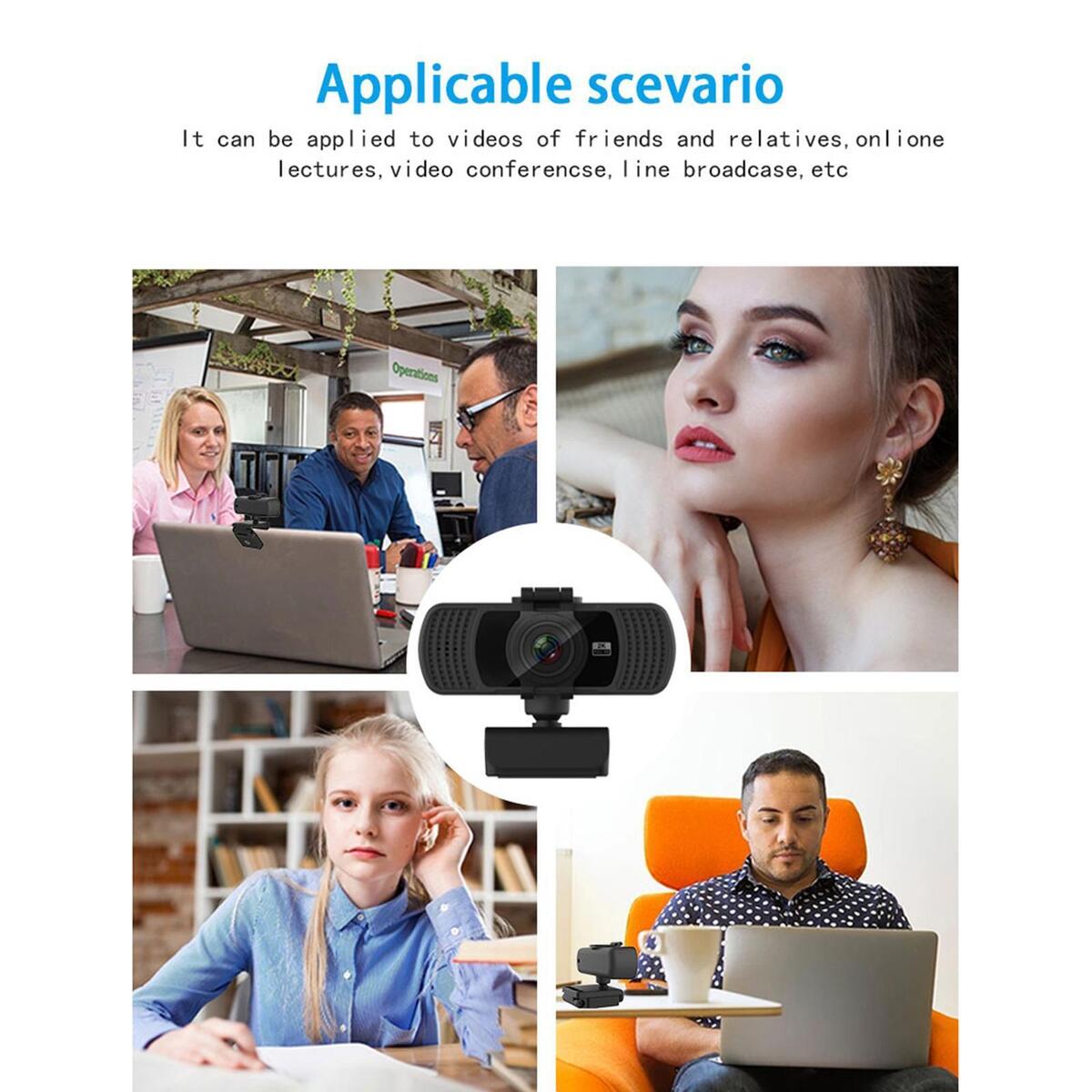 milageto 2K C6 Webcam with Microphone & Privacy Cover,Web Camera USB Streaming