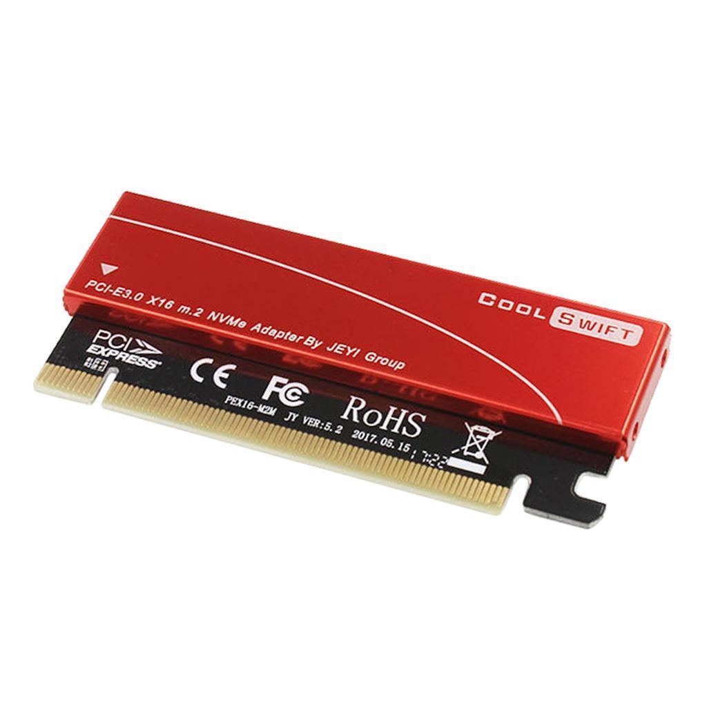 M.2  SSD to PCI-e X16 Converter Card  with Case Heatsink Red