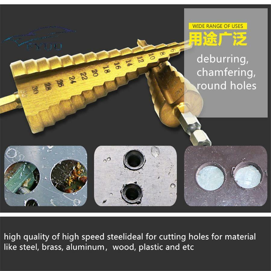 Car Body Repair Sheet Metal Tool 4-12/20/32mm Hex Titanium Step Cone Drill Bit
