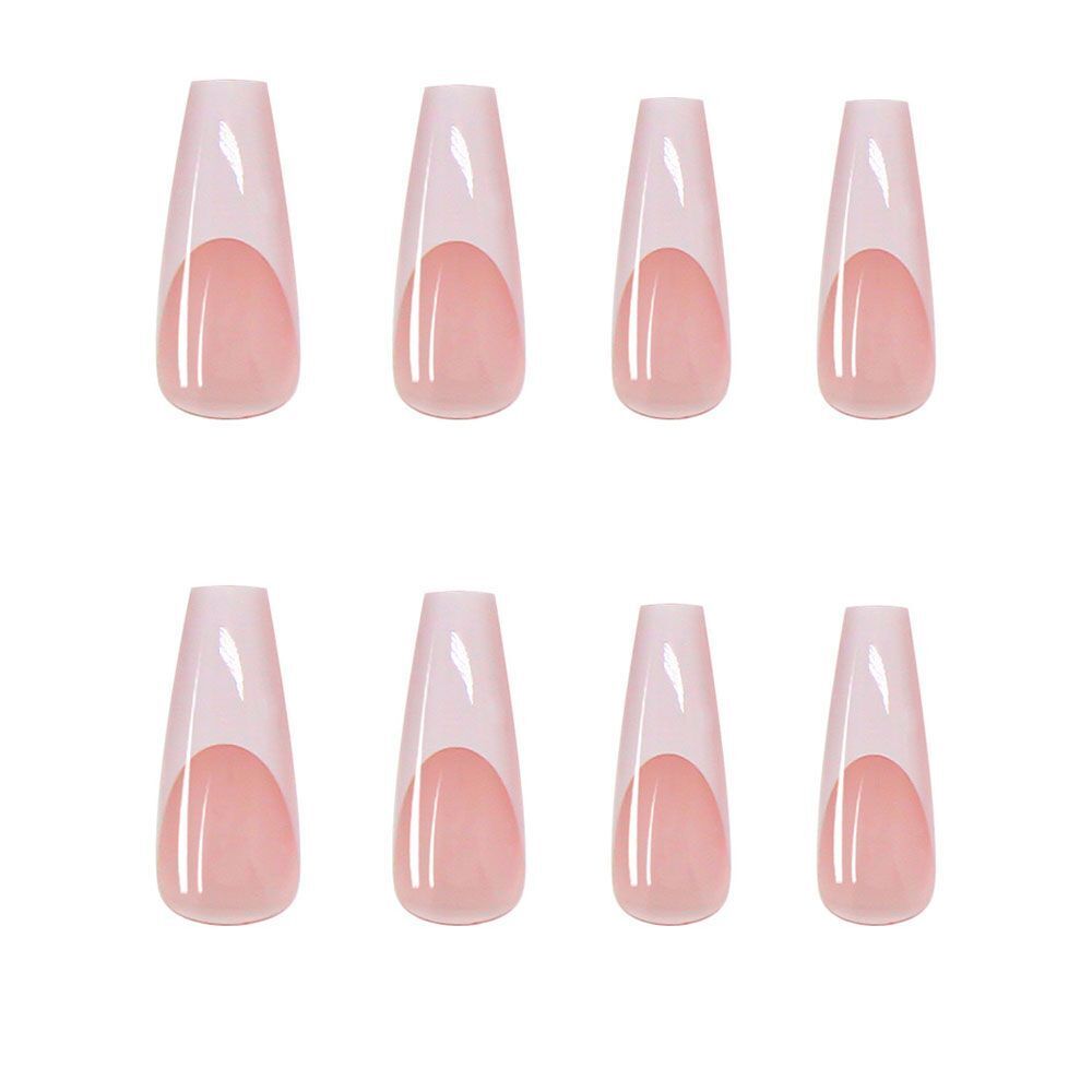 False Nail Tips White and Black Mixed Colors with Taichi Design Long Coffin
