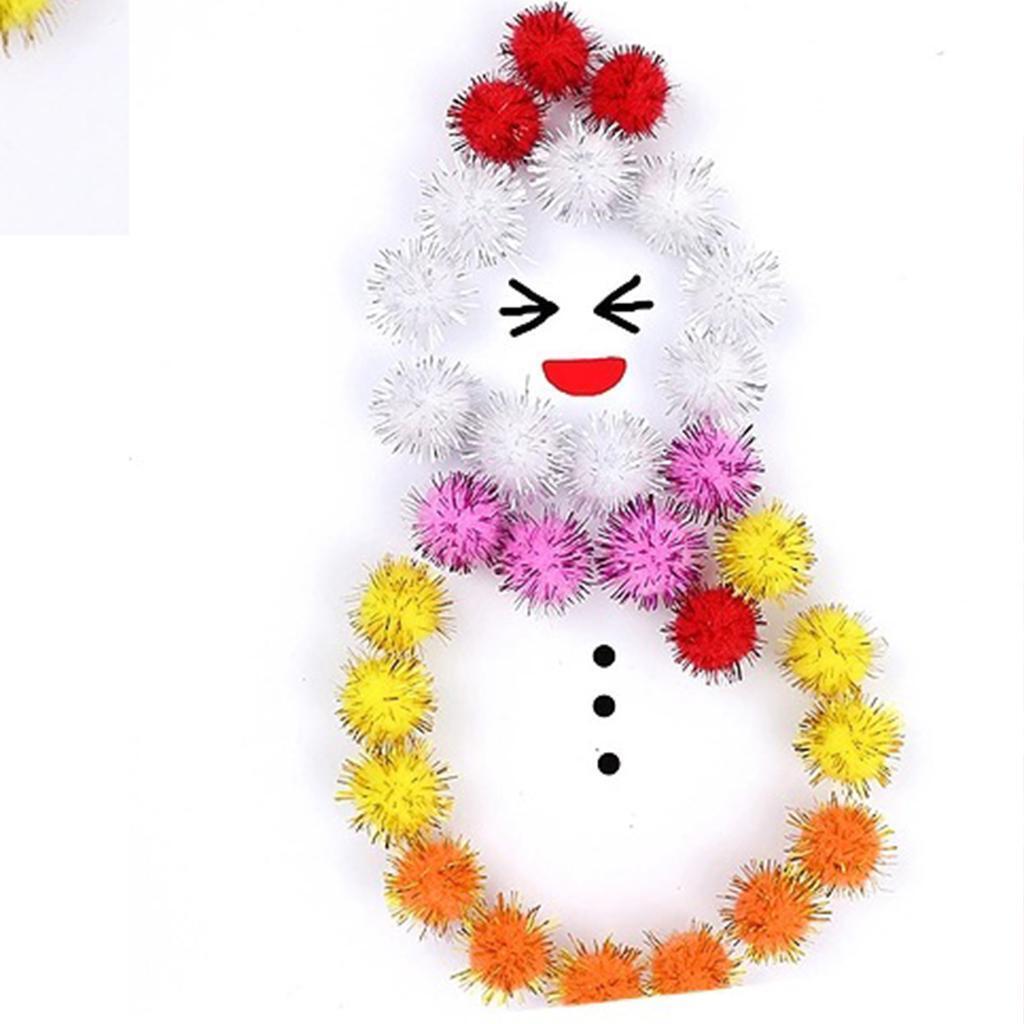 50Pieces 3cm Multicolor Sparkle Balls Pom Poms Ball Xmas Art Craft Glitter