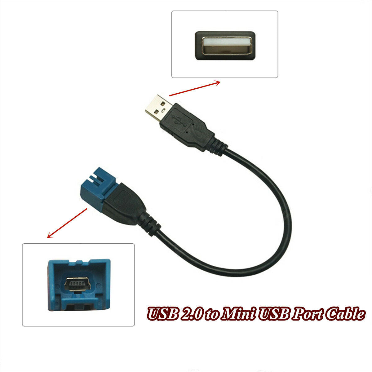 Car Audio Input Media Data Wire USB 2.0 to Mini USB Port Cable Adapter Transfer